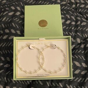 True to Form Gold Pearl Hoop Earrings